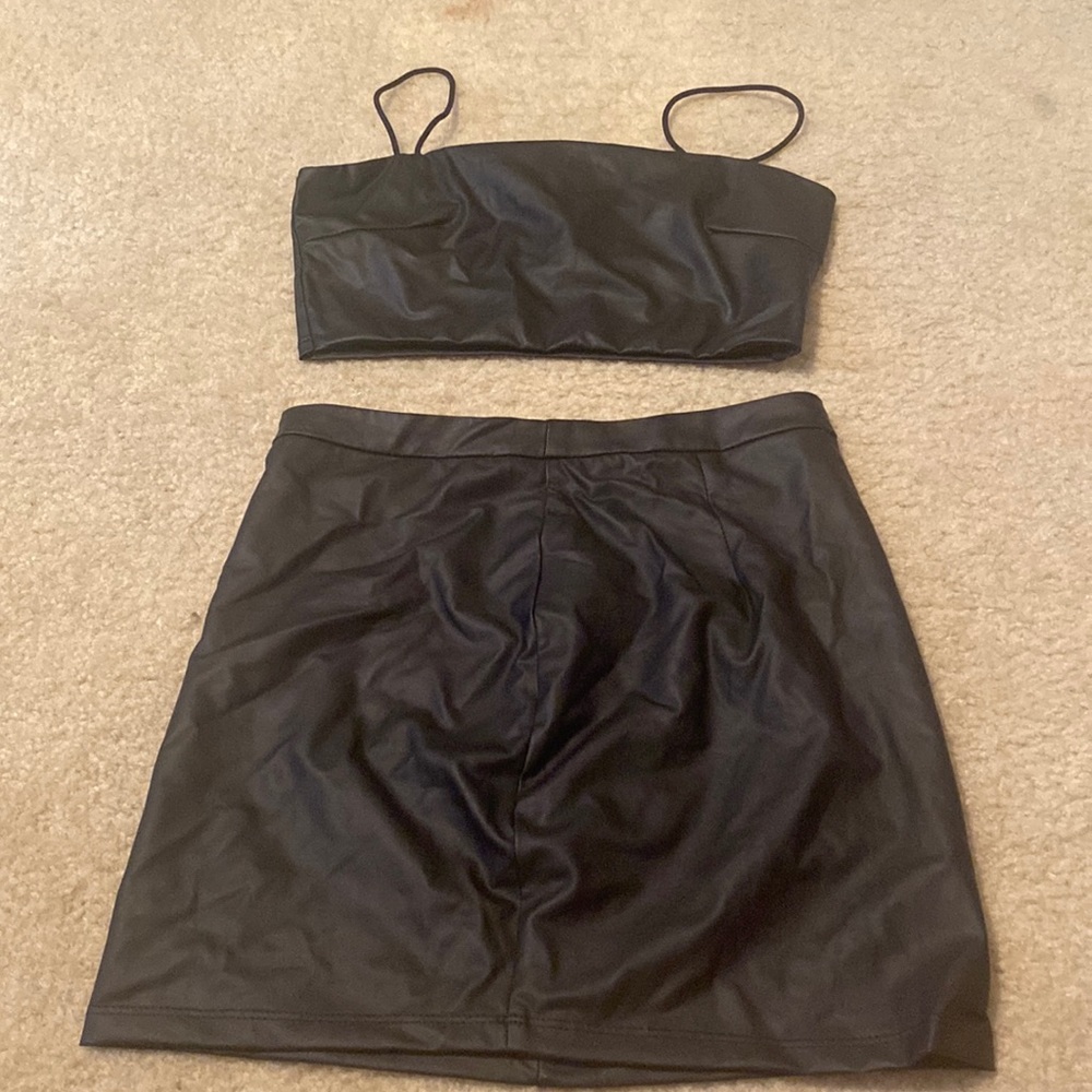 Shein two piece leather set